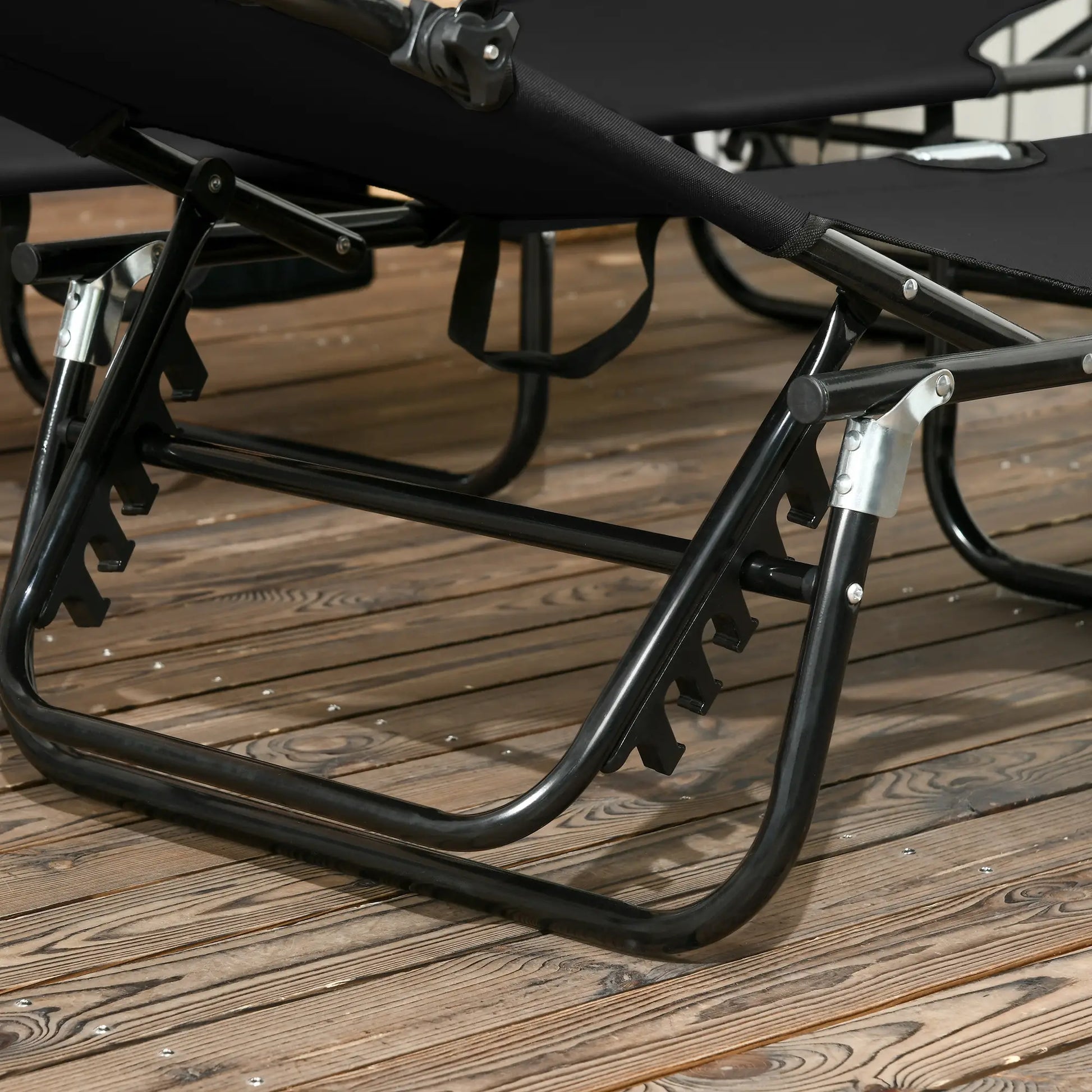 2 Piece Folding Chaise Lounges, Reclining Back, Sunshade, Black Lounger Chairs at Gallery Canada