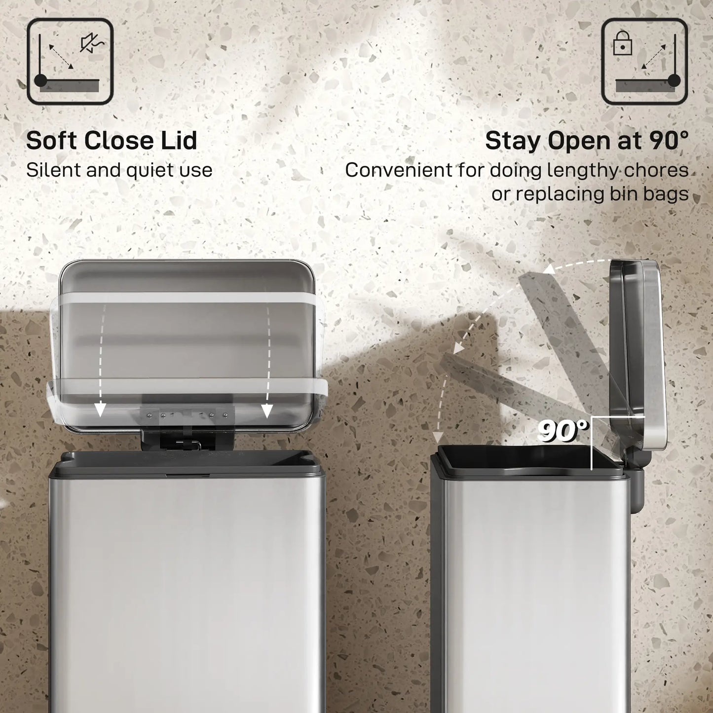 5.3 Gallon/20 L Garbage Bin, Soft Close Lid, Removable Bucket, Silver Small Kitchen Appliances at Gallery Canada