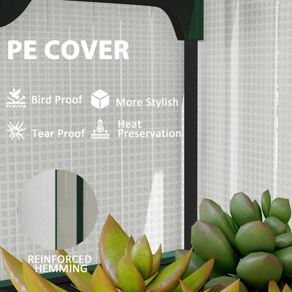 Mini Greenhouse, 27.6" x 19.7" x 62.2", Screen Roof, Roll-Up Door, White