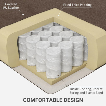 PU Leather Reclining Chair, Recliner Chair for Living Room with Footrest and 2 Side Pockets, Brown Single Sofas at Gallery Canada