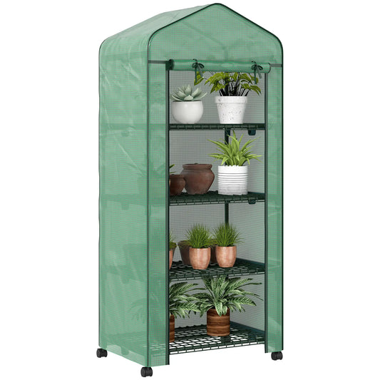 Portable Greenhouse, 4 Tier Shelves, PE Cover, Green Walk In Greenhouses Green at Gallery Canada