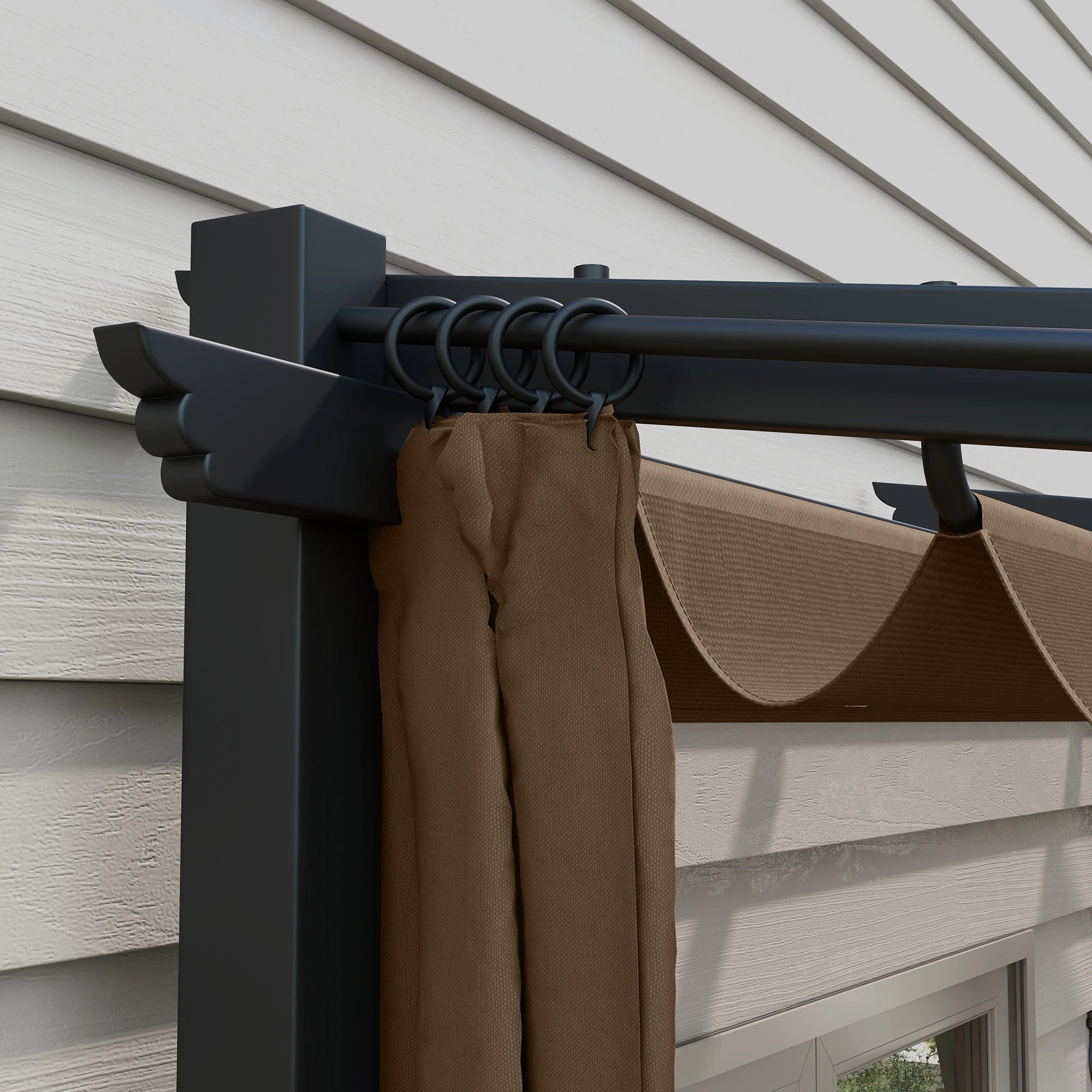 Metal Pergola, Sliding Roof Canopy, Retractable, 10' x 10', Coffee Pergolas at Gallery Canada