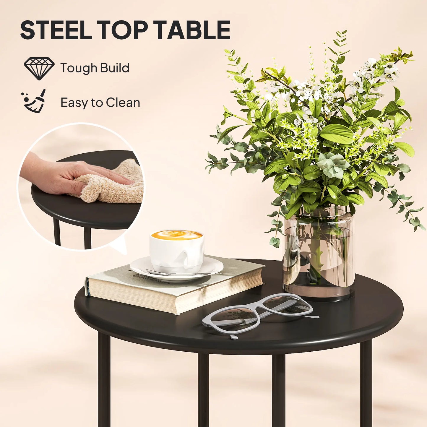 Rattan Bistro Set, 3 Pieces Wicker Patio Furniture, Black Bistro Sets at Gallery Canada