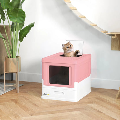 Enclosed Kitty Litter Box, Large, with Scoop, Tray, Pink Cat Litter Box Enclosures at Gallery Canada