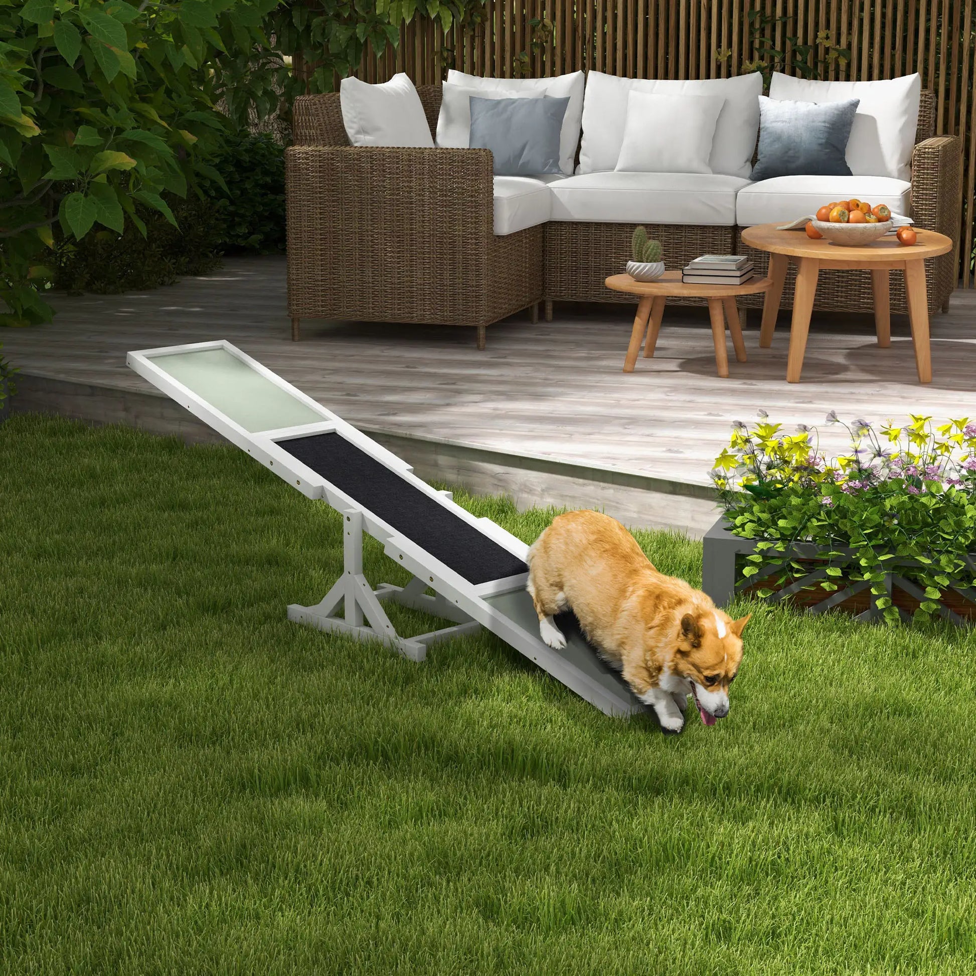 Wood Pet Seesaw, Dog Agility Training Equipment, Weather Resistant, White Dog Agility Training Equipment at Gallery Canada