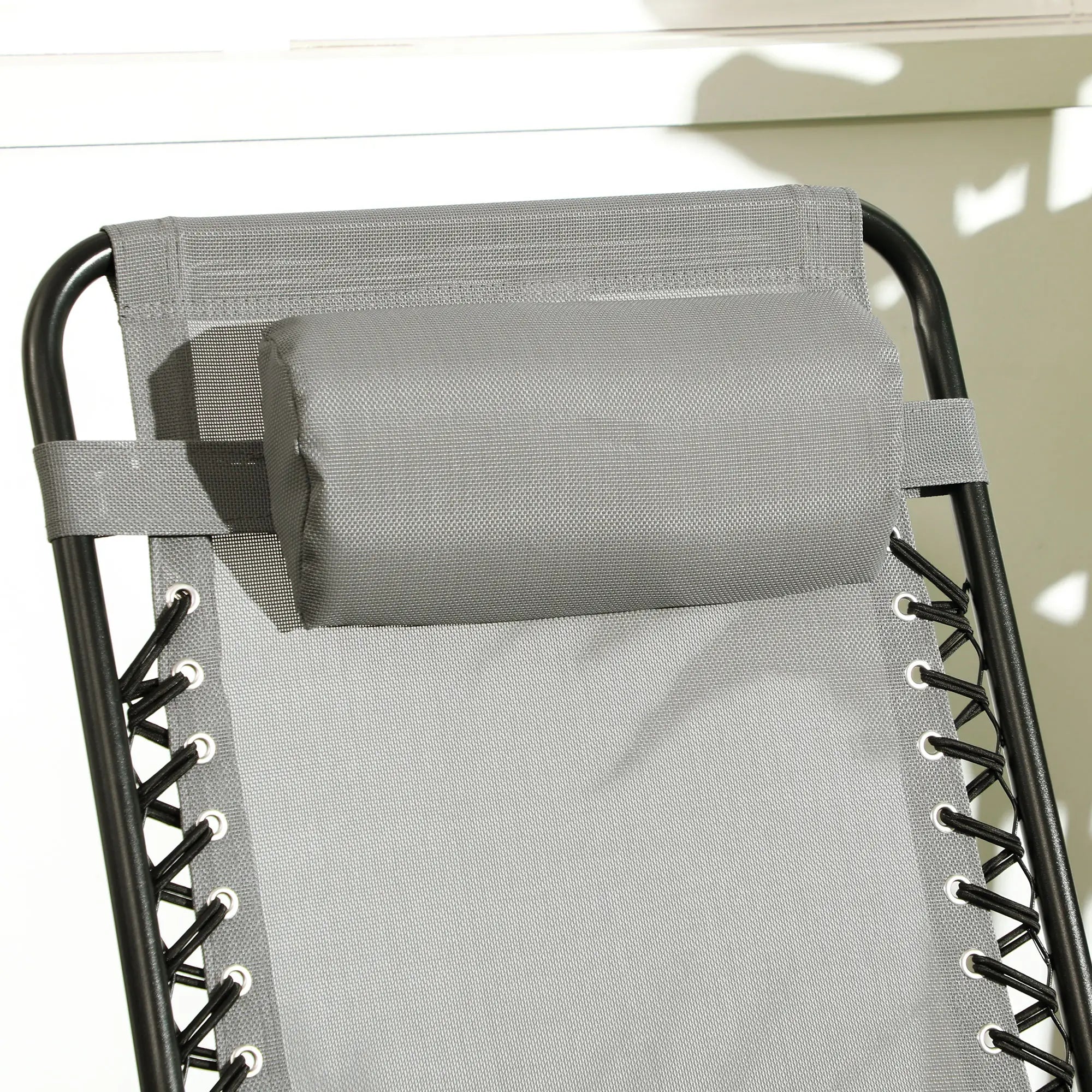 2pc Foldable Rocking Chair Set, Breathable Mesh Seat, Headrest, Grey Outdoor Rocking Chairs at Gallery Canada