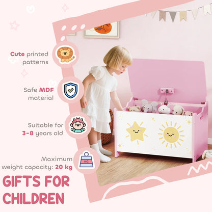 Toy Chest with Lid, Safety Hinges, Groove Handles, Pink Baby & Kids Storage at Gallery Canada