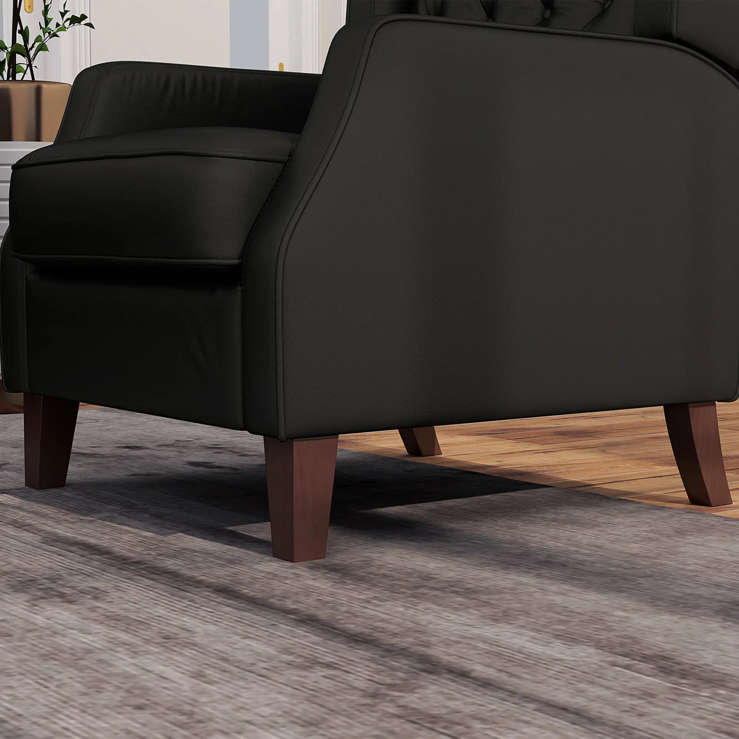 Faux Leather Armchair, Modern Accent Chair, Thick Padding, Black Accent Chairs at Gallery Canada