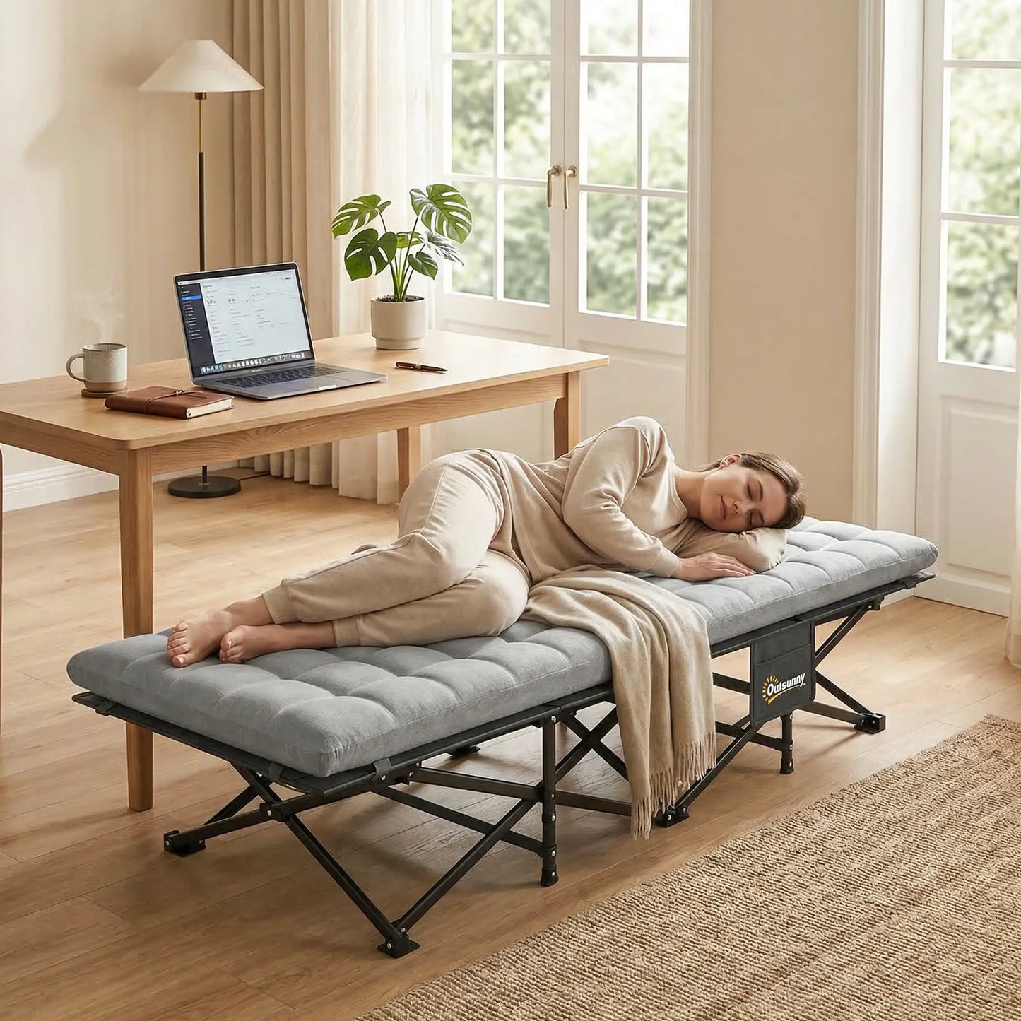 Camping Cot With Soft Pad, 32" Extra Wide, Grey Camping Cots at Gallery Canada
