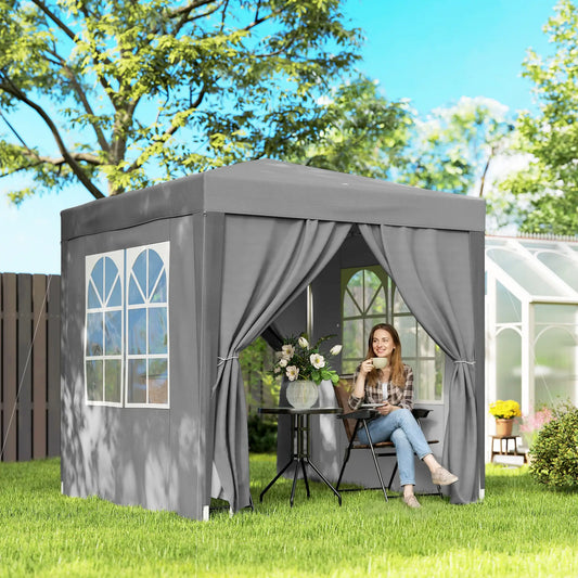 6.6'x6.6' Pop Up Canopy Tent, Instant Sun Shelter With Carry Bag, Grey Pop Up Canopies Grey at Gallery Canada