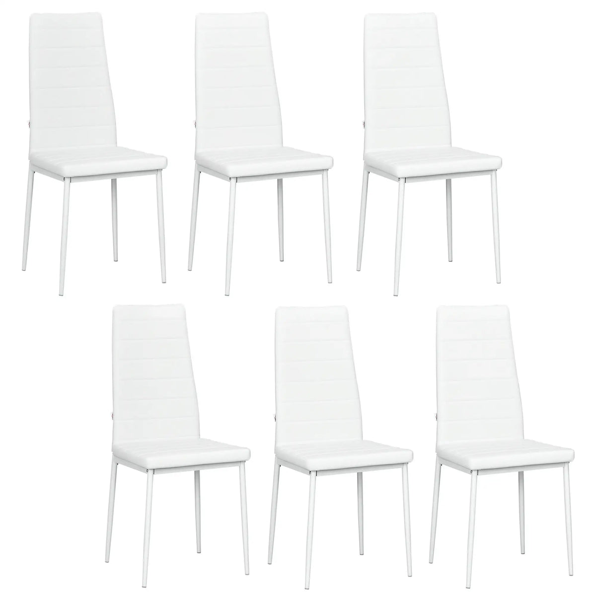 Modern Upholstered PU Leather Dining Chairs, Set of 6, White Bar Stools White at Gallery Canada