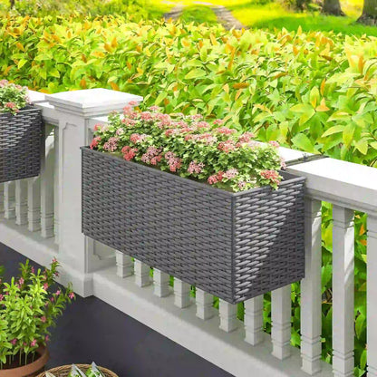 2 Pack 20 Inch Hanging Flower Pots, Railing Planter Box, Grey Planter Set at Gallery Canada