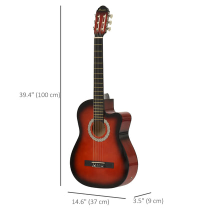 39.5 Inch Acoustic Electric Guitar, Beginner Set, Wine Red Electronic Musical Pianos at Gallery Canada