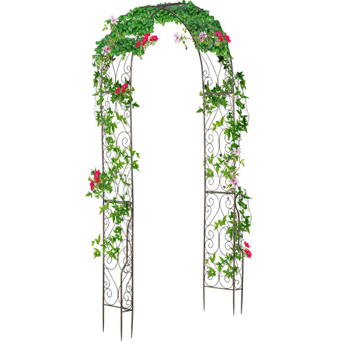 7.5ft Metal Garden Arch, Outdoor Walkway Arbor, Climbing Vine Plants, Black