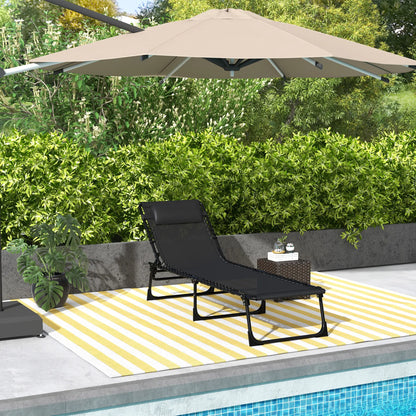 Outdoor Folding Lounge Chair, 4-Level Adjustable, Black Lounger Chairs at Gallery Canada