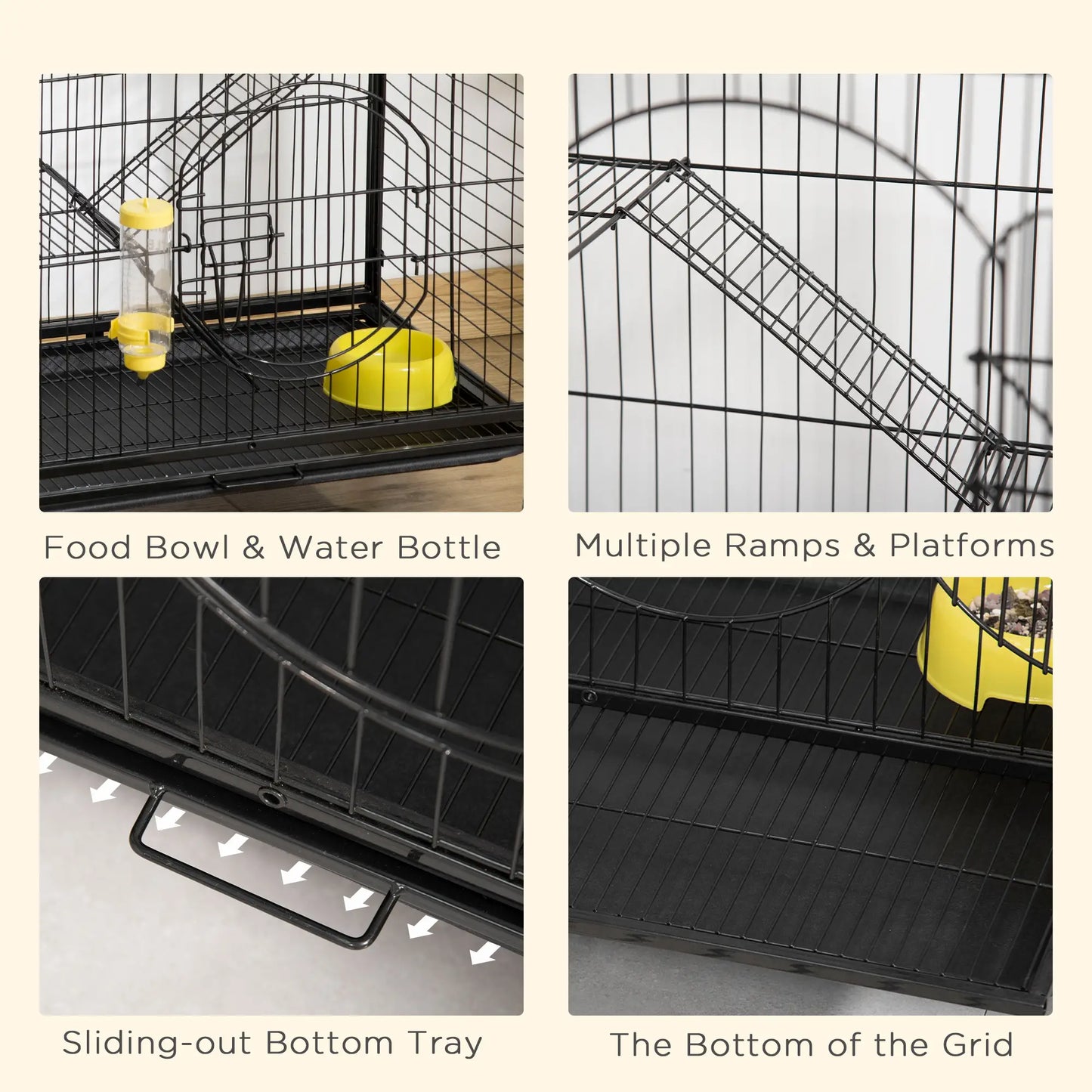 36.6" Rolling Small Animal Cage, Rabbit Ferret Playpen, Black Houses & Habitats at Gallery Canada