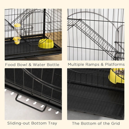 36.6" Rolling Small Animal Cage, Rabbit Ferret Playpen, Black Houses & Habitats at Gallery Canada