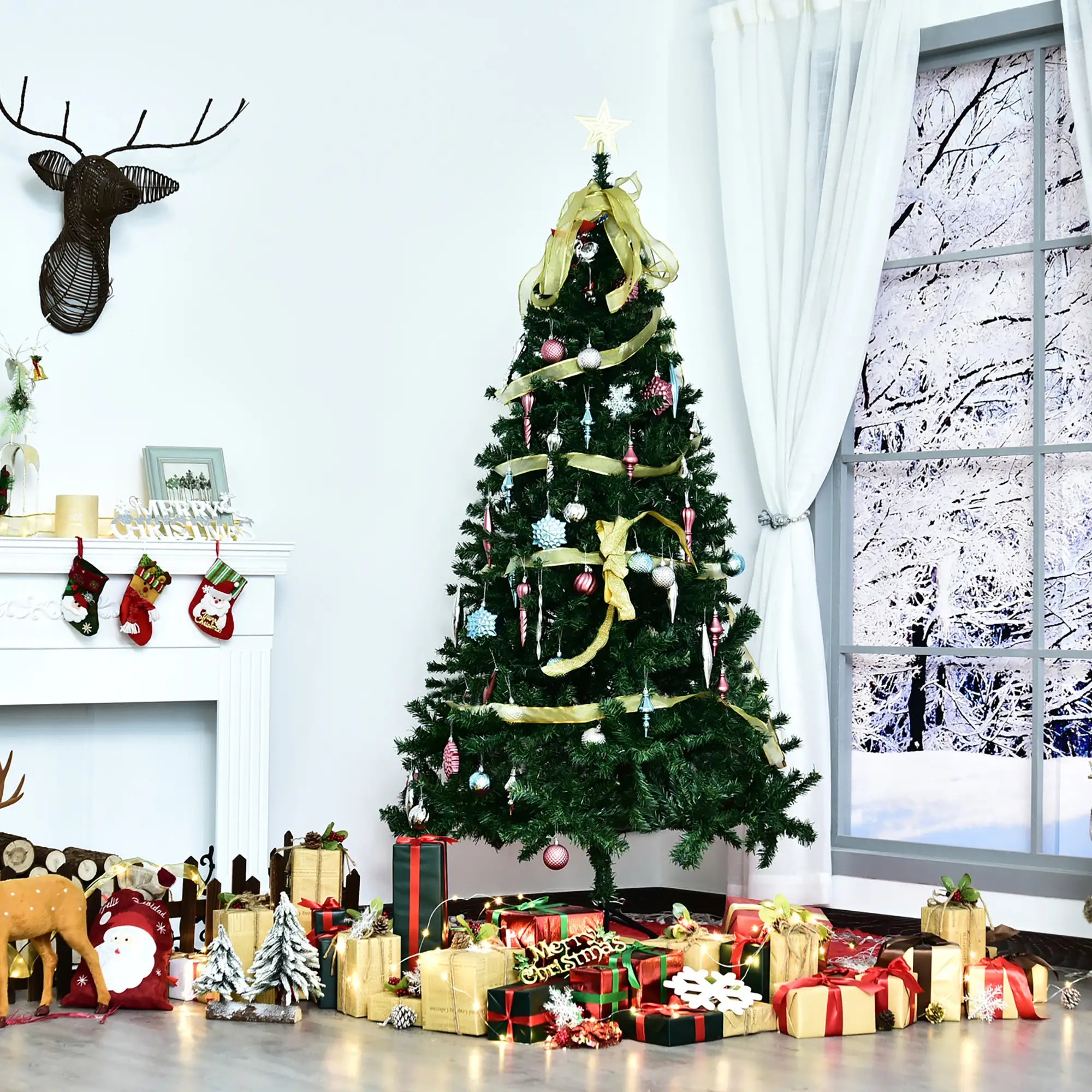 6ft Unlit Artificial Spruce Christmas Tree, Solid Metal Stand Artificial Christmas Trees at Gallery Canada