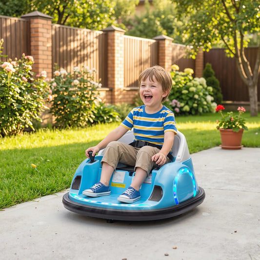 12V Toddler Bumper Car, 360 Remote Control, Lights Music Horn, 1.5-5 Years, Light Blue Electric Toy Cars Light Blue at Gallery Canada