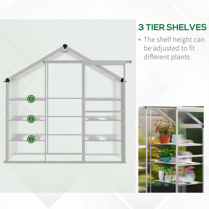 6.3' x 2.3' x 6.1' Outdoor Walk-In Greenhouse, 3-Tier Shelves, Polycarbonate, Aluminum Frame Walk In Greenhouses at Gallery Canada