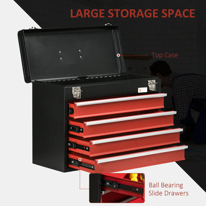 Lockable Tool Chest Set, 7 Drawer Cabinet with Wheels, 4 Drawer Portable, Red Tool Organizers at Gallery Canada