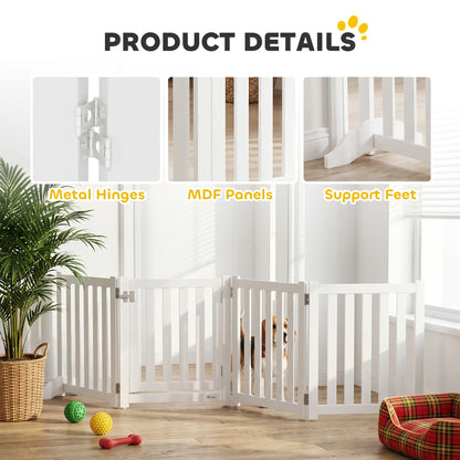 23.5"H Foldable Dog Gate with Door, 4 Panels, White Houses, Kennels & Pens at Gallery Canada