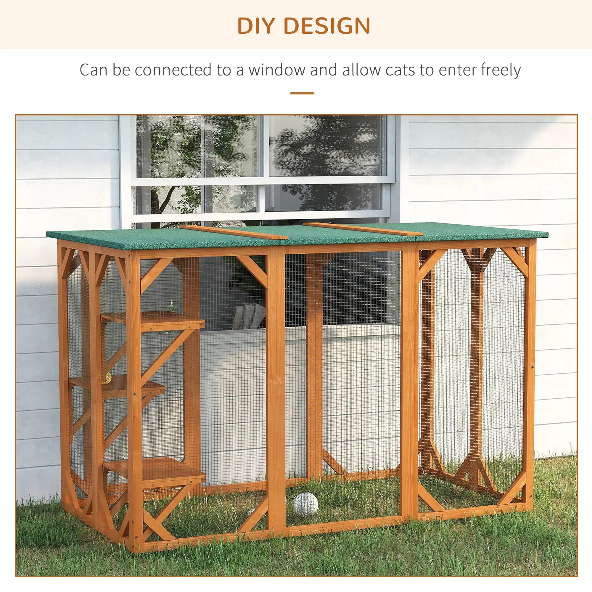 Indoor Outdoor Cat Cage, Pet House for Rabbit Kitten, Small Animal Hutch with Waterproof Roof, Multi-Level Platforms, Lock, Orange Outdoor Cat Enclosures at Gallery Canada