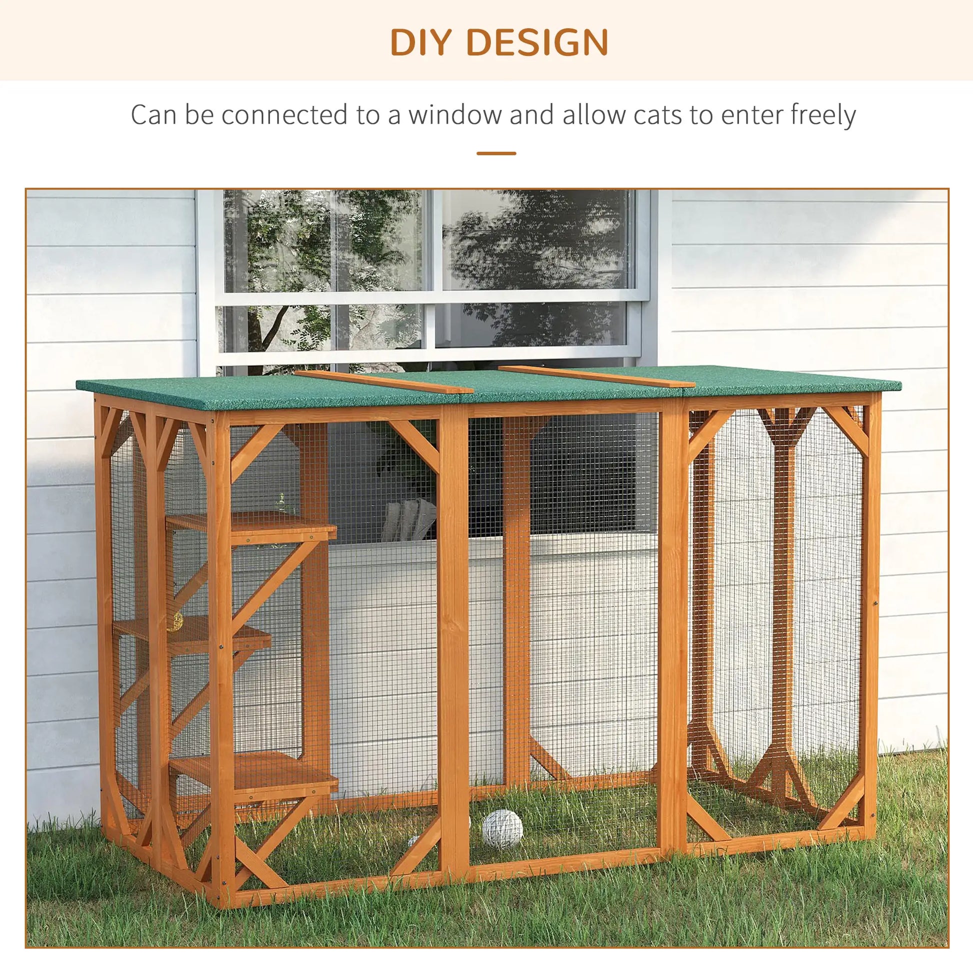 Indoor Outdoor Cat Cage, Pet House for Rabbit Kitten, Small Animal Hutch with Waterproof Roof, Multi-Level Platforms, Lock, Orange Outdoor Cat Enclosures at Gallery Canada