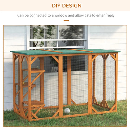 Indoor Outdoor Cat Cage, Pet House for Rabbit Kitten, Small Animal Hutch with Waterproof Roof, Multi-Level Platforms, Lock, Orange Outdoor Cat Enclosures at Gallery Canada