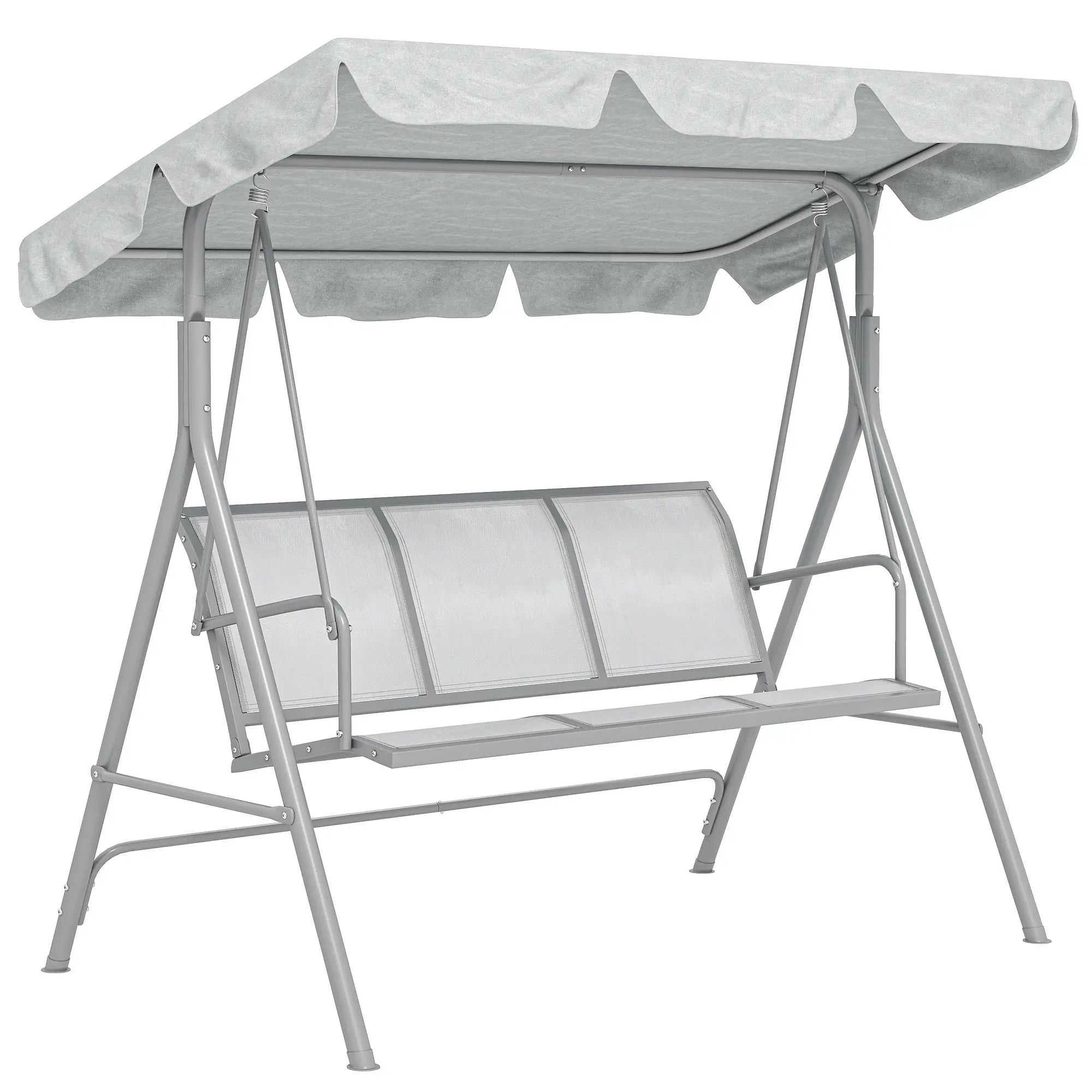 3-Seater Outdoor Swing Chair, Patio Swing with Canopy, Light Grey Patio Swings with Stand at Gallery Canada