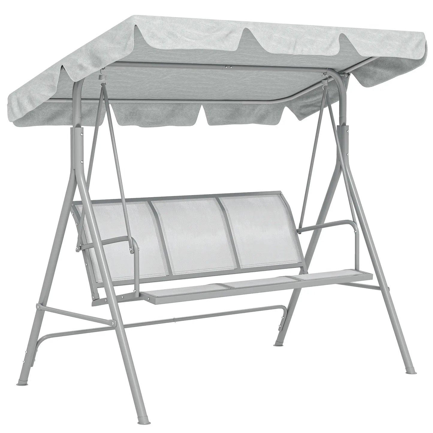 3-Seater Outdoor Swing Chair, Patio Swing with Canopy, Light Grey Patio Swings with Stand at Gallery Canada