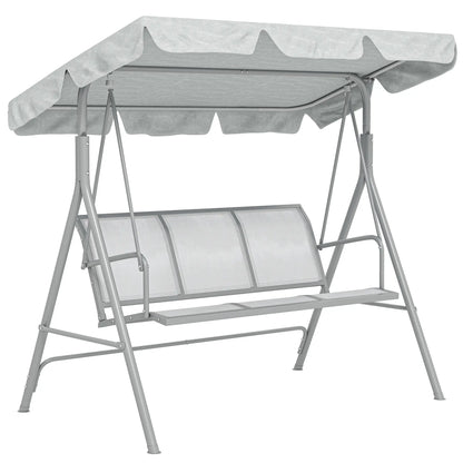 3-Seater Outdoor Swing Chair, Patio Swing with Canopy, Light Grey Patio Swings with Stand at Gallery Canada