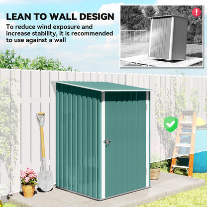 3.3' x 3.4' Lean-To Garden Shed, Galvanized Steel, Lockable Door, Green Sheds at Gallery Canada