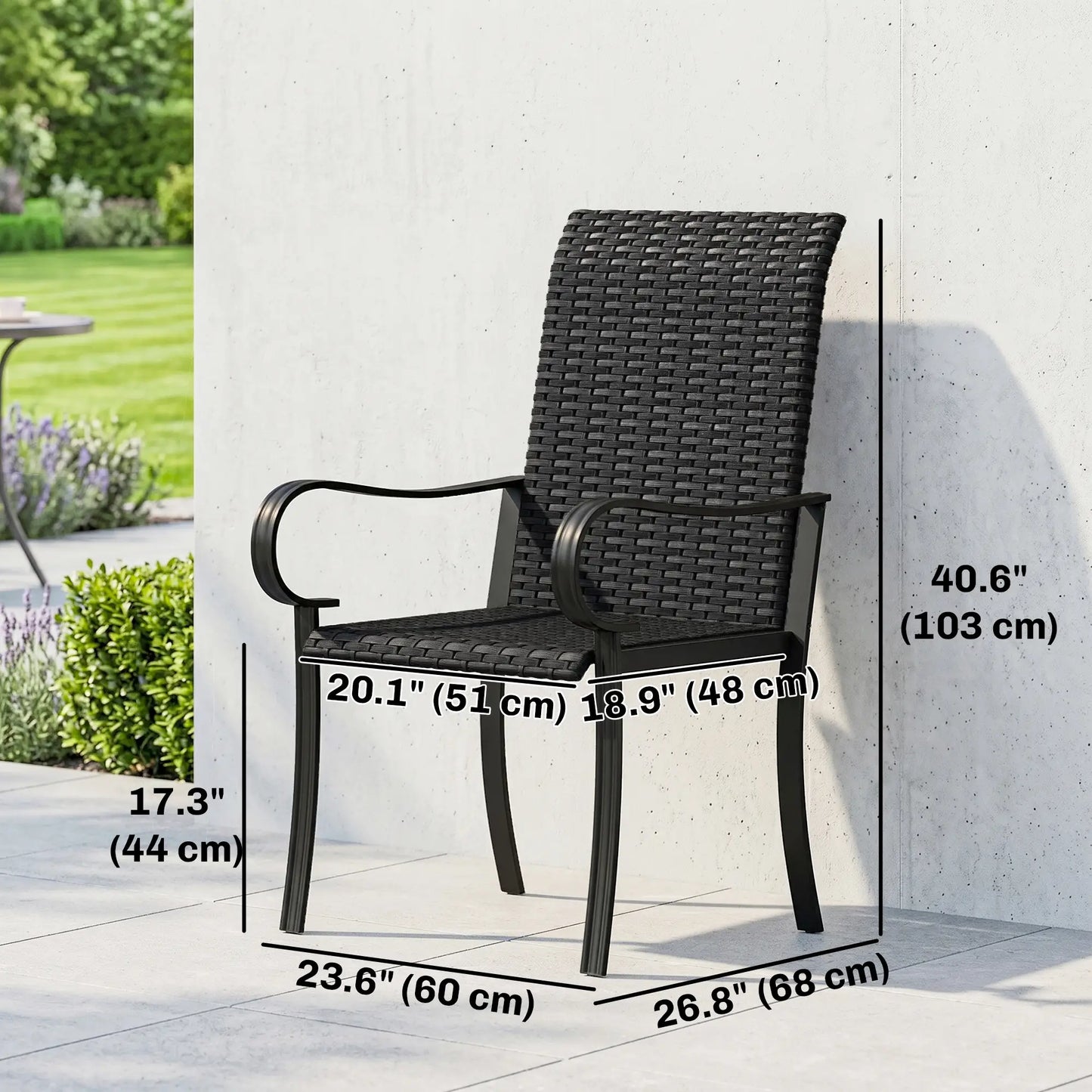2 PE Rattan Patio Dining Chairs, Steel Frame, Garden, Backyard, Black Patio Chairs at Gallery Canada