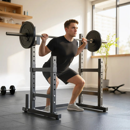 Adjustable Squat Rack, 660 Lbs Multi-Function Barbell Rack, Black Dumbbells & Barbells at Gallery Canada