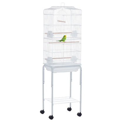 62" Rolling Bird Cage, Cockatoo House, Play Top, Storage Shelf, Wheels, White Bird Cages White at Gallery Canada