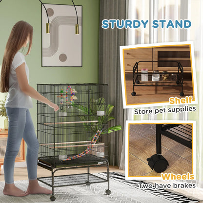 43" Bird Cage With Rolling Stand, Toys, For Budgies Canaries, Black Bird Cages at Gallery Canada