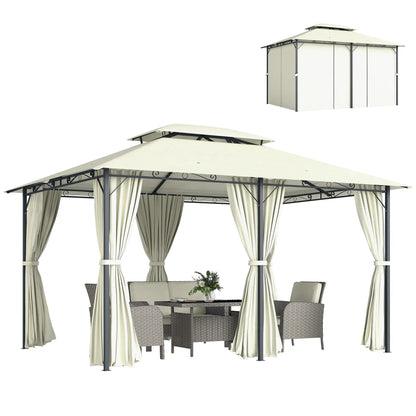 13' X 10' Soft-Top Gazebo With Curtains, Cream White Gazebos Cream at Gallery Canada