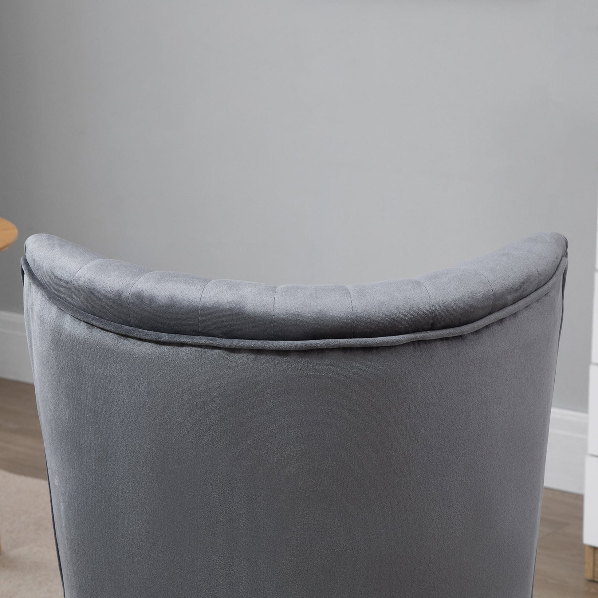 Velvet Armless Chair, Modern Accent Chair for Living Room with Wood Legs and Thick Padding, Grey at Gallery Canada