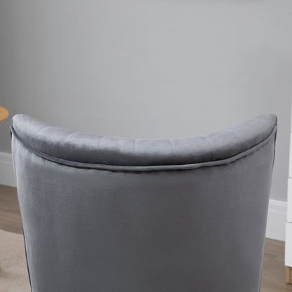 Velvet Armless Chair, Modern Accent Chair for Living Room with Wood Legs and Thick Padding, Grey at Gallery Canada