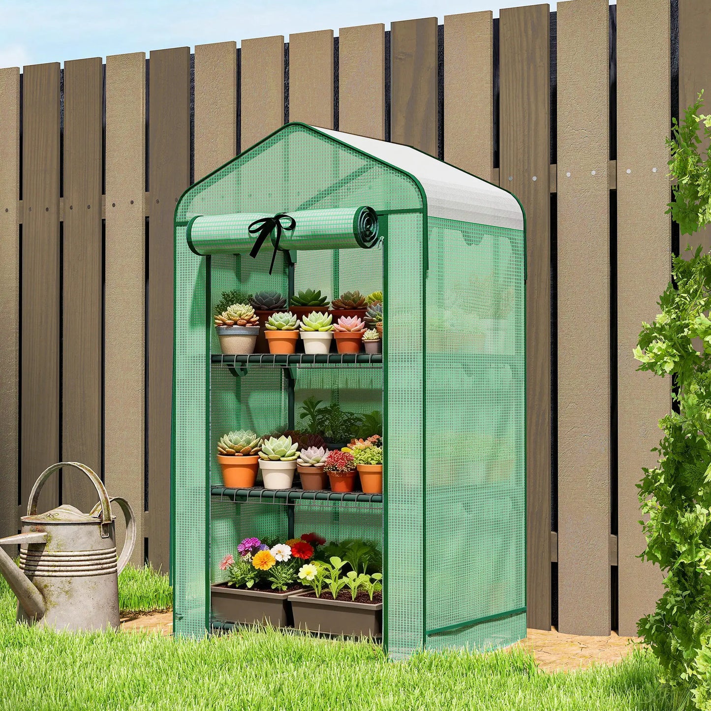 Mini Greenhouse, 27.6" x 19.7" x 50", Screen Roof, Roll-Up Door, Green Portable Greenhouses at Gallery Canada