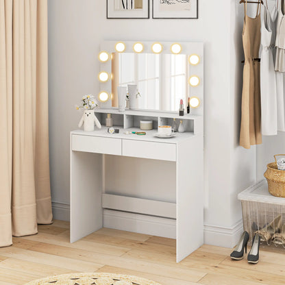 Vanity Table with LED Mirror, Charging Station, Drawers, White Dressing & Vanity Tables at Gallery Canada