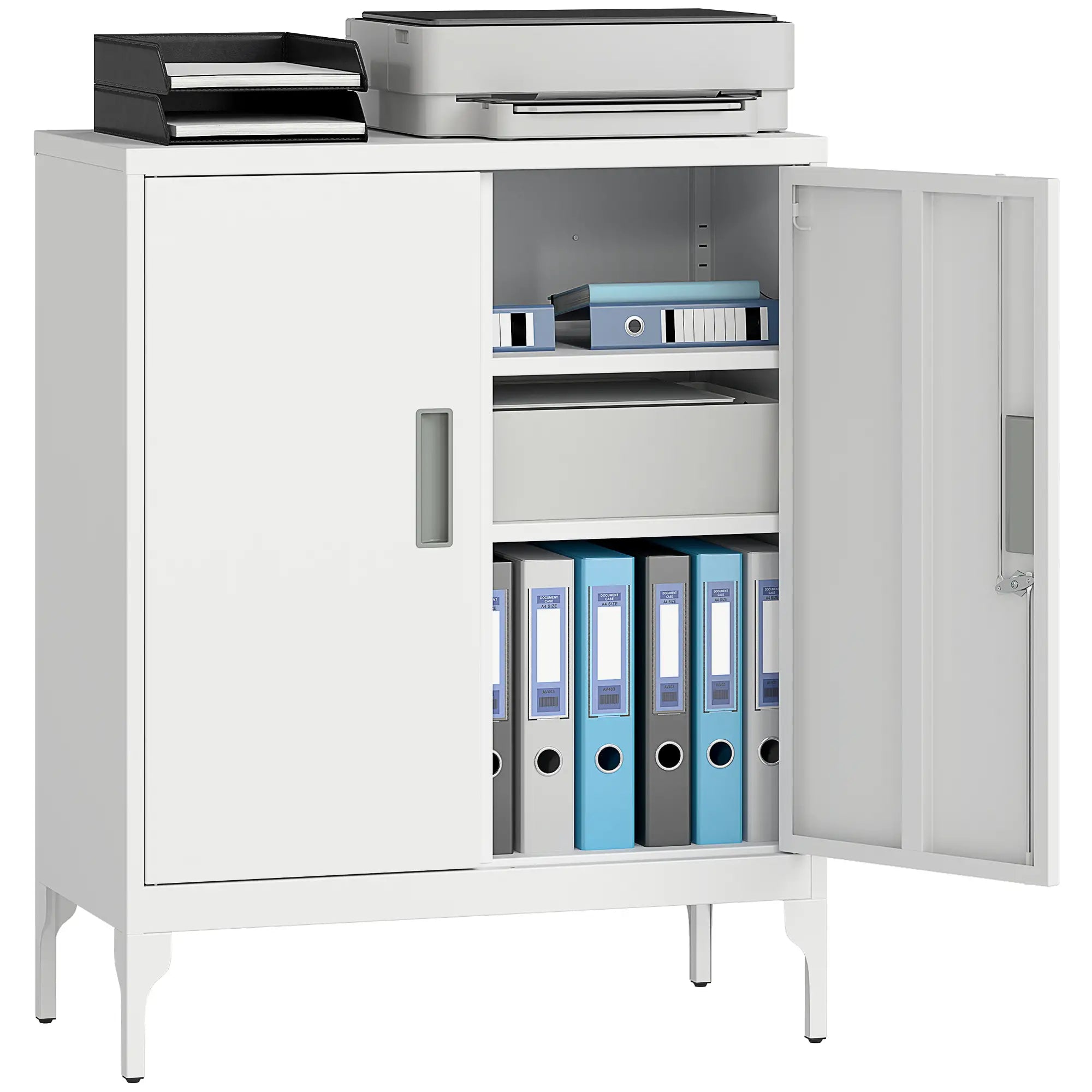Office Storage Cabinet with Lock, Adjustable Shelves, White Office Cabinets & Cupboards at Gallery Canada