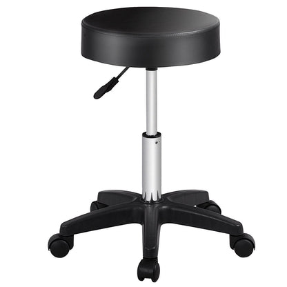 Adjustable Round Leather Swivel Bar Stool, Black