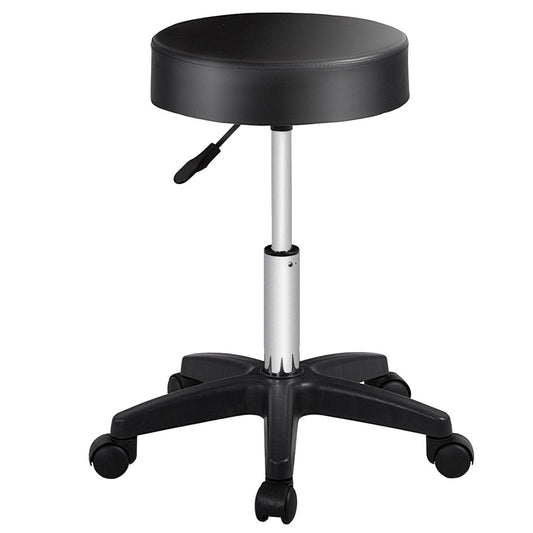 Adjustable Round Leather Swivel Bar Stool, Black Bar Stools Black at Gallery Canada