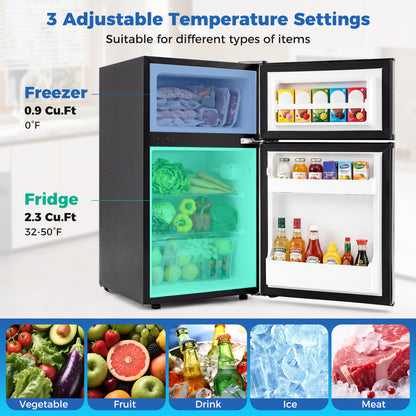 3.2 Cu.Ft Mini Fridge with Freezer, Double Door, Silver Refrigerators at Gallery Canada