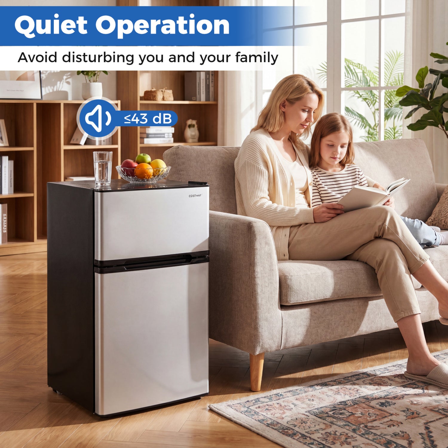 3.2 Cu.Ft Mini Fridge with Freezer, Double Door, Silver Refrigerators at Gallery Canada