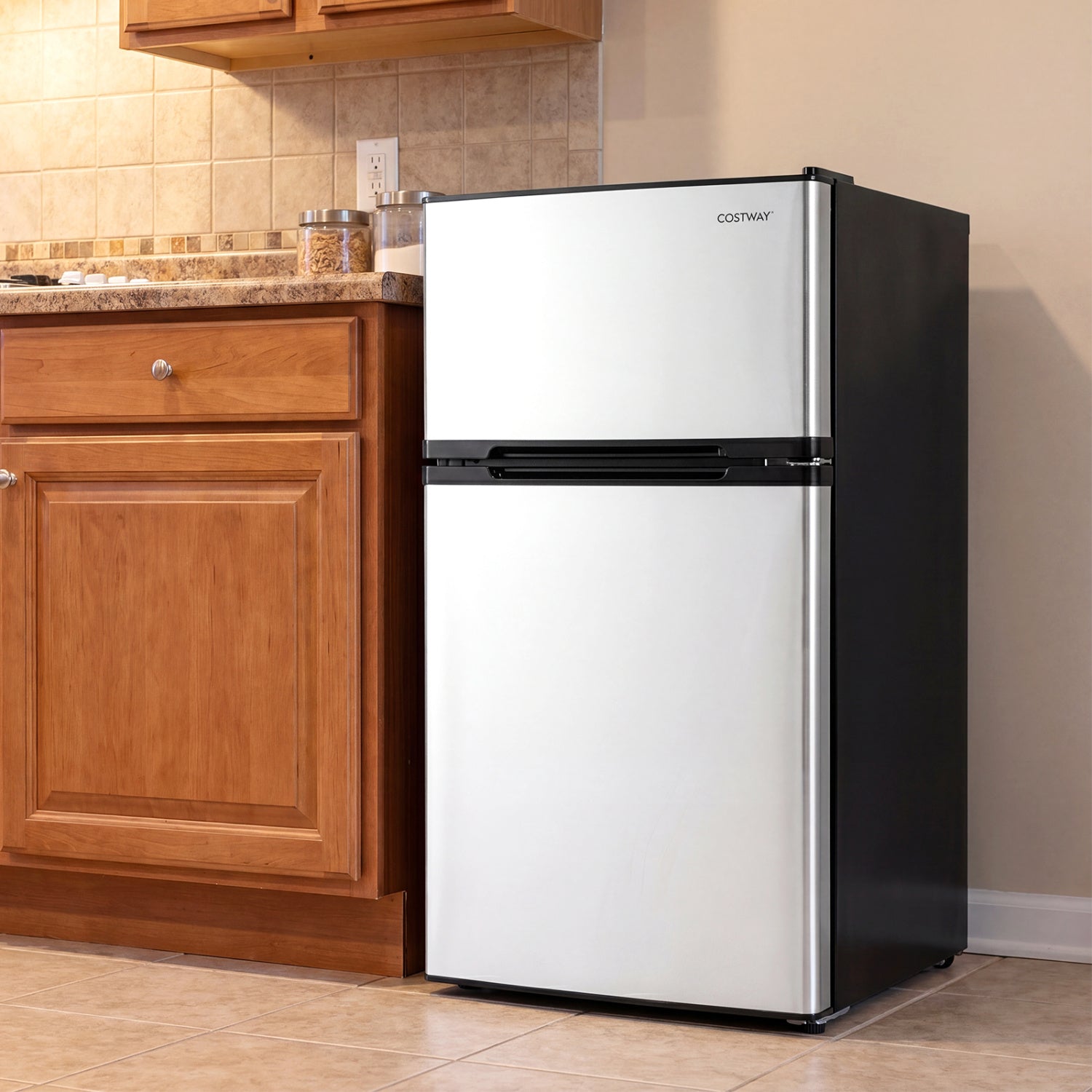 3.2 Cu.Ft Mini Fridge with Freezer, Double Door, Silver Refrigerators at Gallery Canada