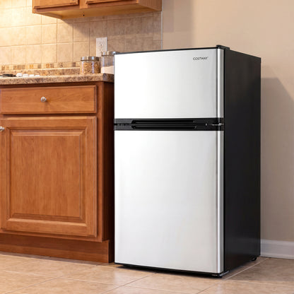 3.2 Cu.Ft Mini Fridge with Freezer, Double Door, Silver Refrigerators at Gallery Canada