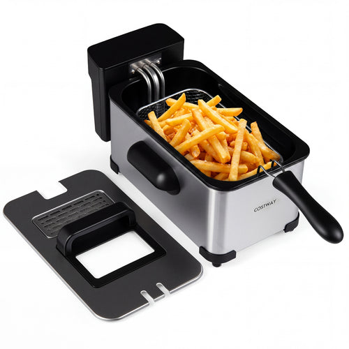 3.2-Qt Electric Deep Fryer, 1700W, LED Touch Screen, Enamel Oil Tank